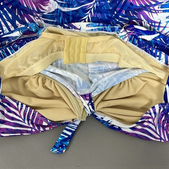 Swimsuits For All Tankini Top Womens 24 Purple Blue Floral Sweetheart Underwire - Picture 17 of 17